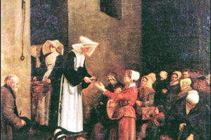 Painting depicting Rosalie serving people in Paris